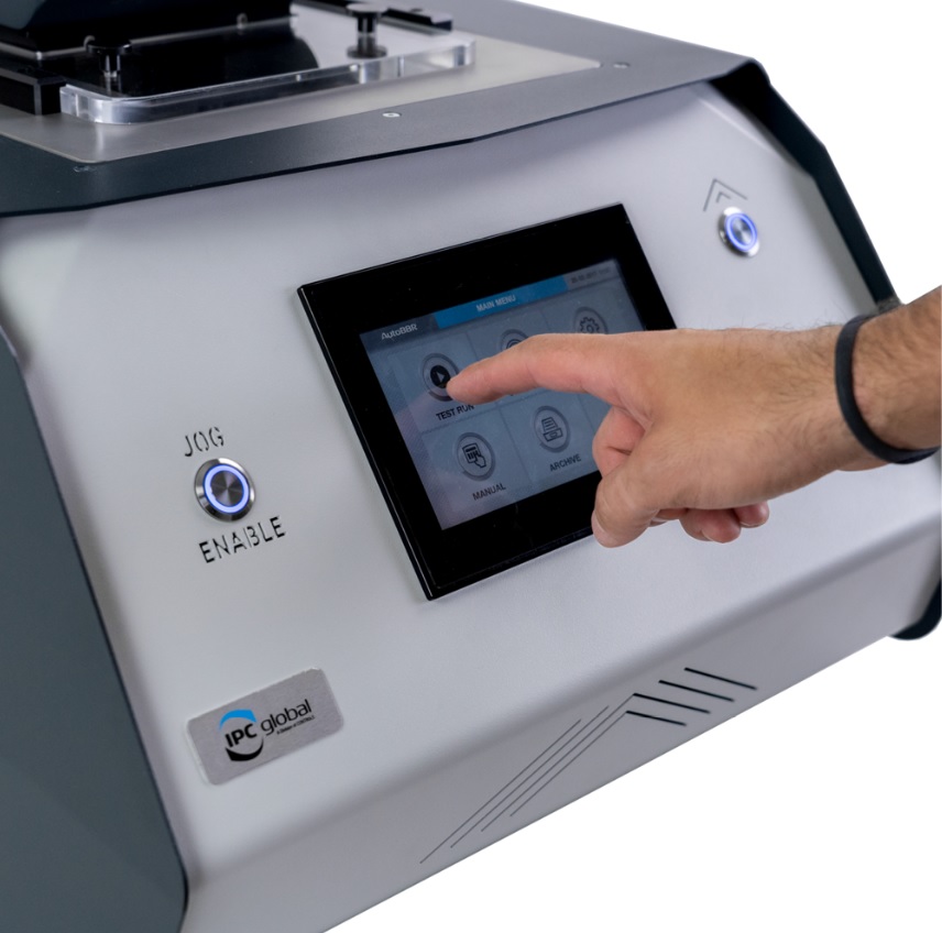 Test setup by large touchscreen display - AutoBBR Automatic electromechanical Bending Beam Rheometer
